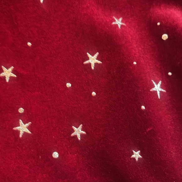 Burgundy pink velour dress with silver stars - Picture 3 of 4